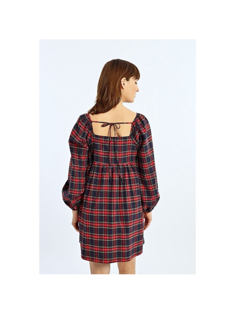 Lili Sidonio for Molly Bracken Plaid Flannel Tartan Babydoll Mini Dress M - Picture 5 of 10